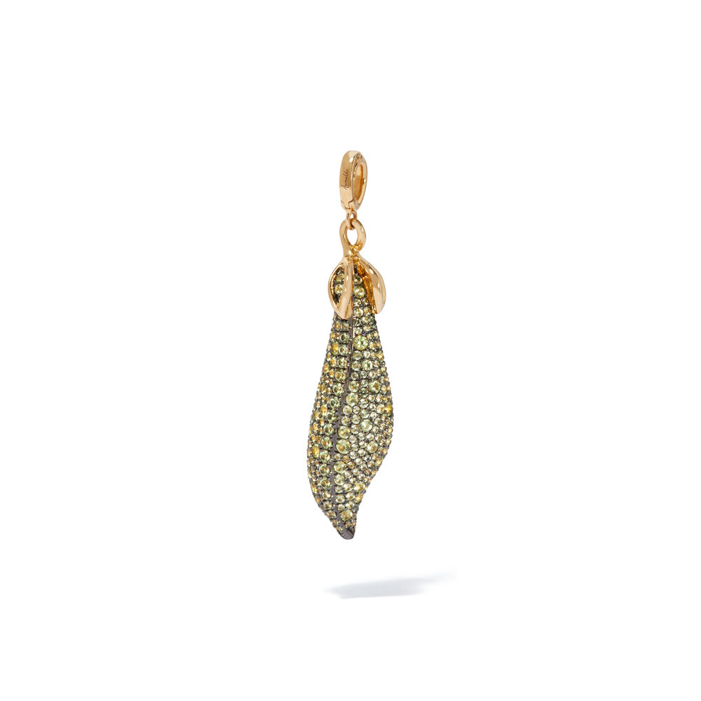 Mythology 18ct Gold Pearl Peridot Peapod Seed Charm | Annoushka jewelley