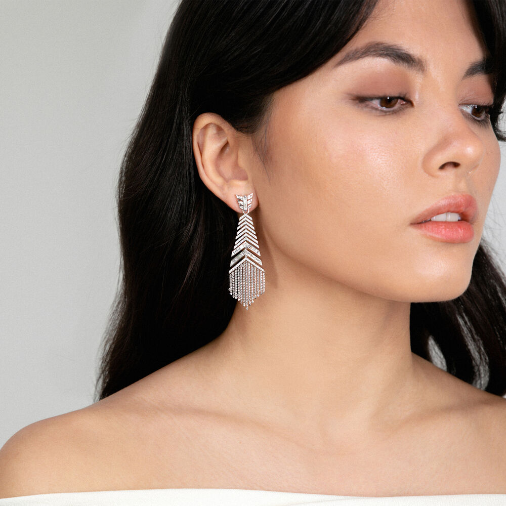 Josephine 18ct White Gold Diamond Feather Earrings | Annoushka jewelley