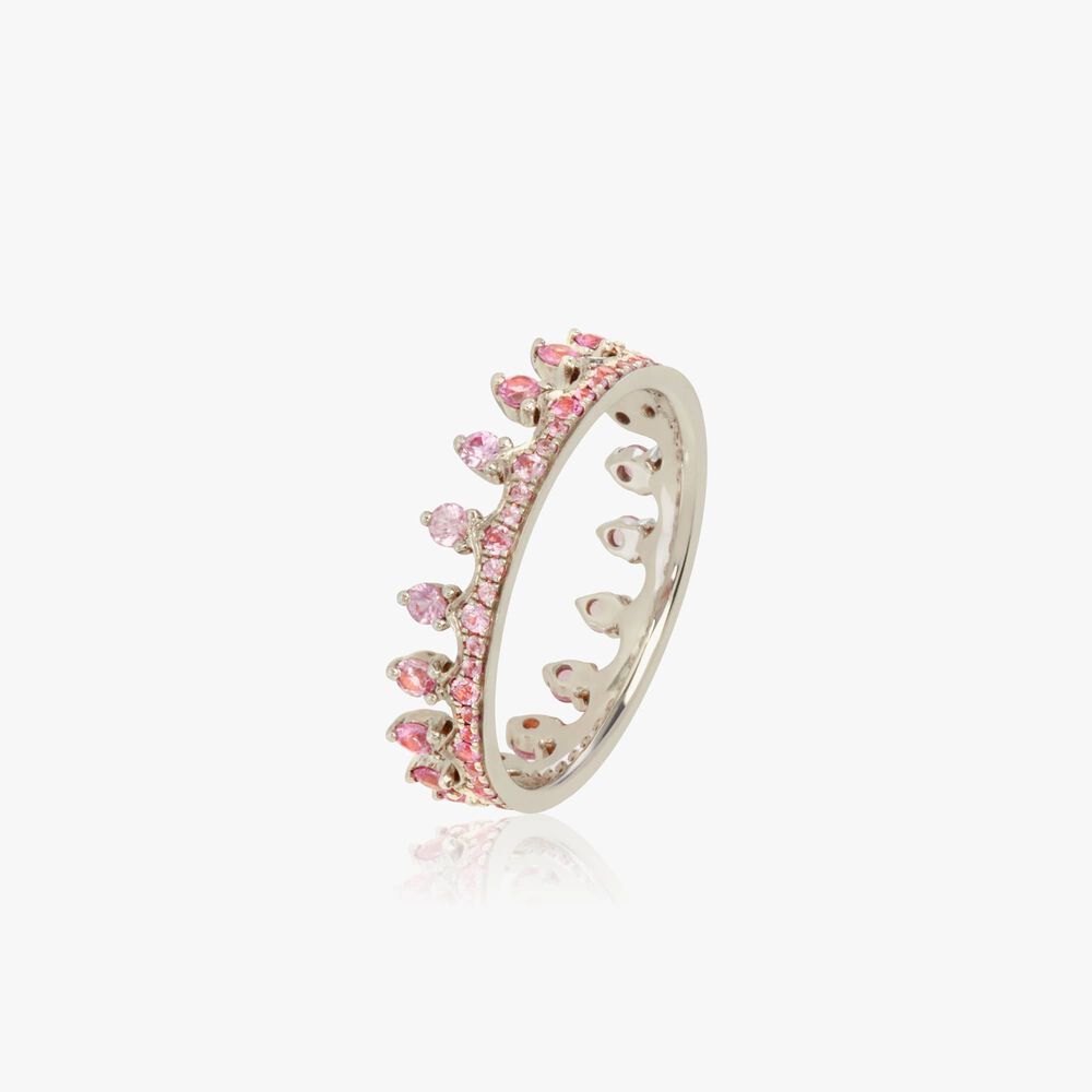 Crown 18ct White Gold Pink Sapphire Ring | Annoushka jewelley