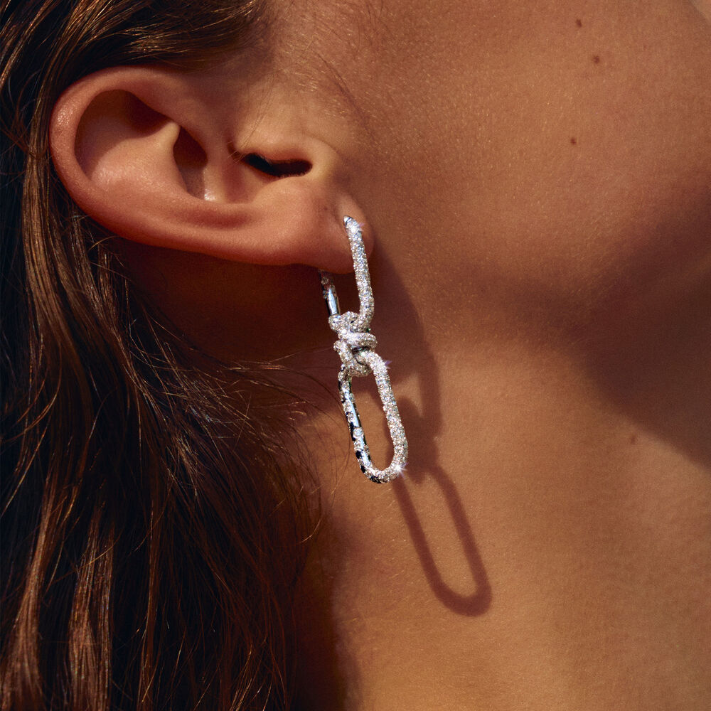 Knuckle 14ct White Gold Diamond Double Hoop Earrings | Annoushka jewelley