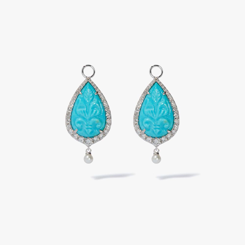 Unique 18ct White Gold Turquoise & Pearl Earrings | Annoushka jewelley