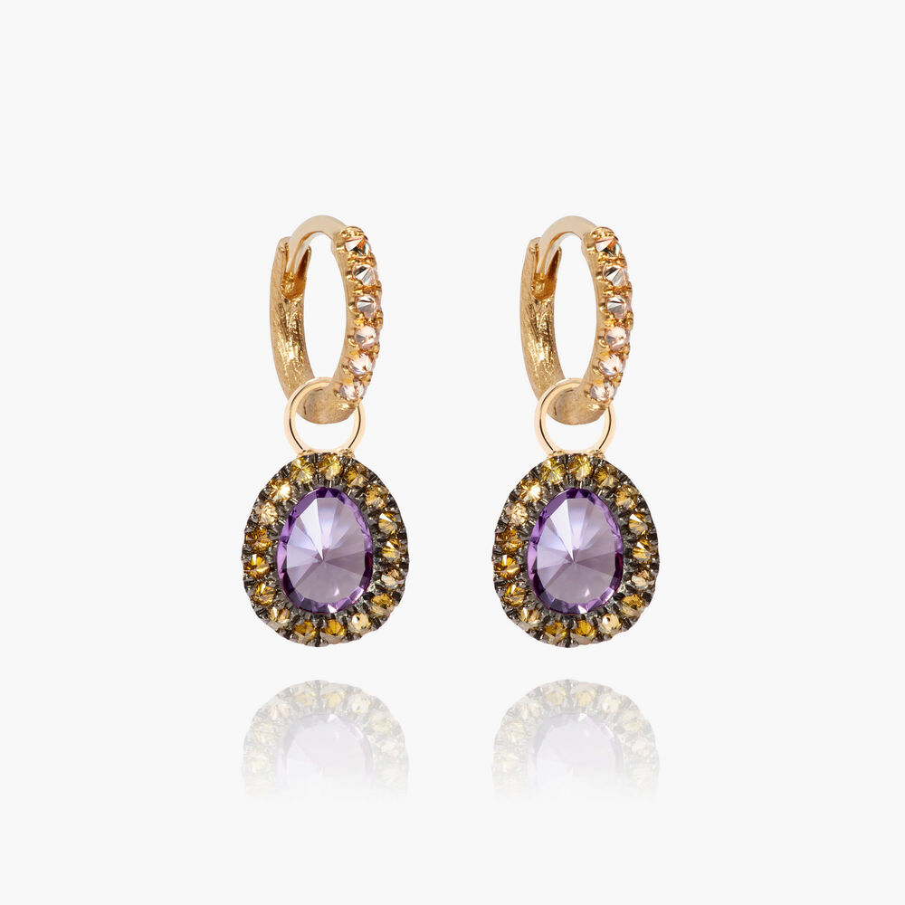 Dusty Diamonds 18ct Yellow Gold Amethyst Earrings | Annoushka jewelley