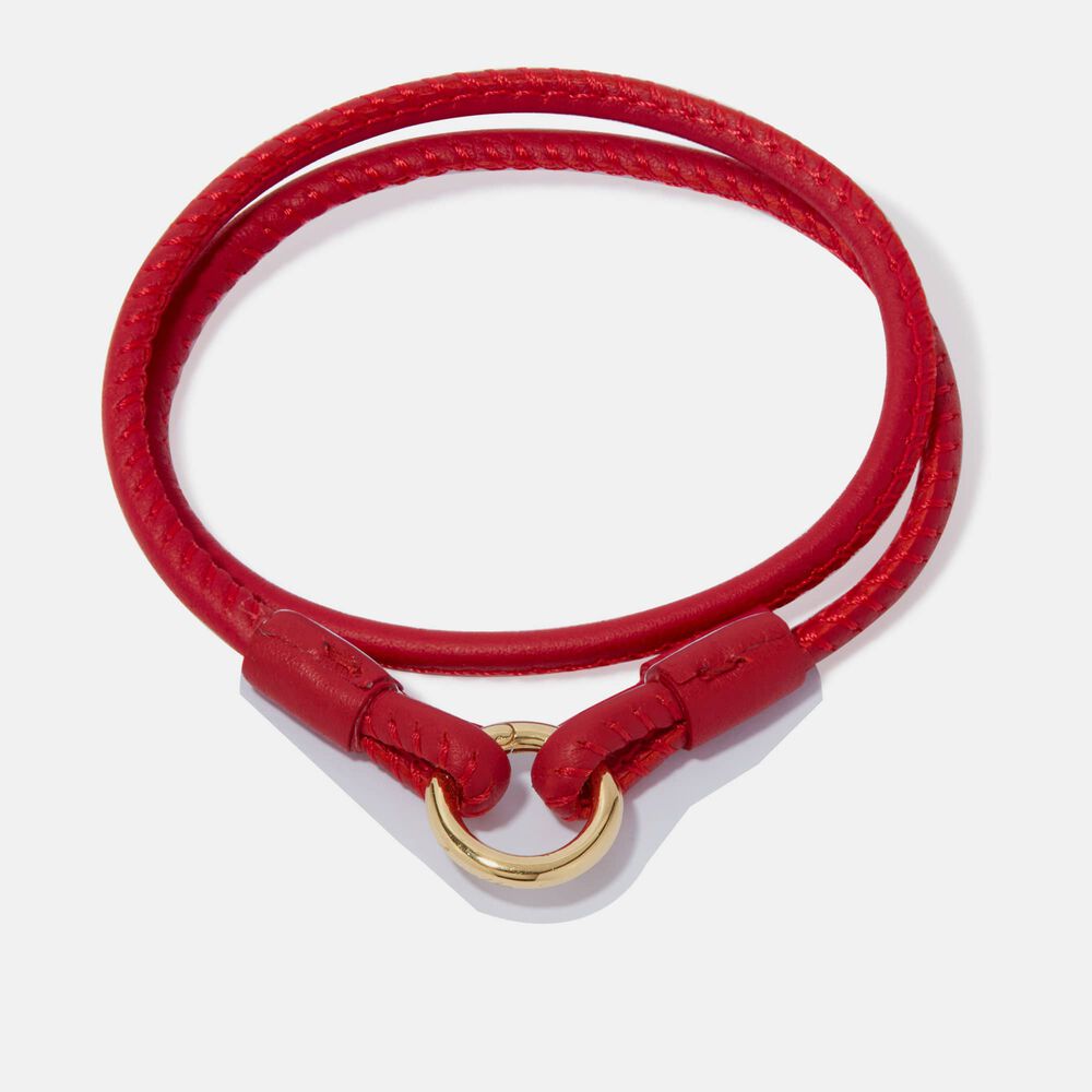 14ct Yellow Gold 41cms Red Leather Bracelet | Annoushka jewelley