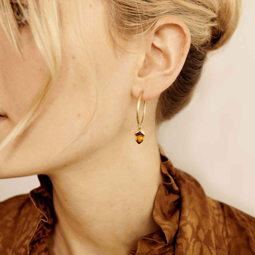 18ct Gold Citrine Drop Hoop Earrings | Annoushka jewelley