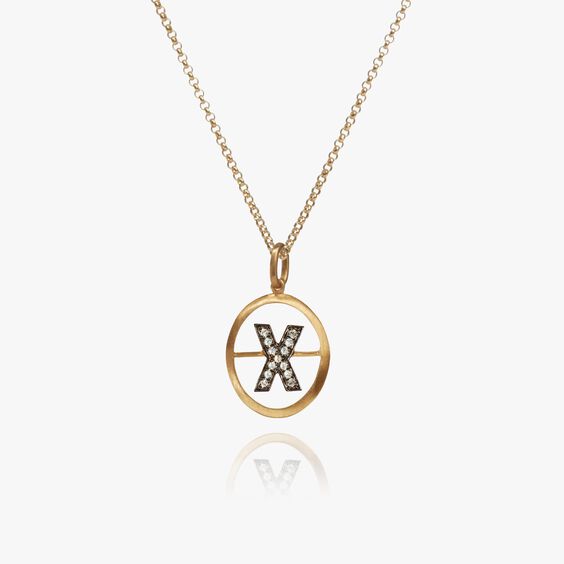 18ct Gold Diamond Initial X Necklace
