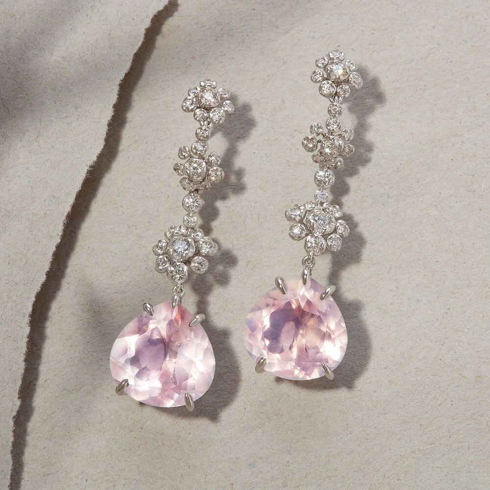 Marguerite 18ct White Gold Diamond Quartz Drop Earrings | Annoushka jewelley