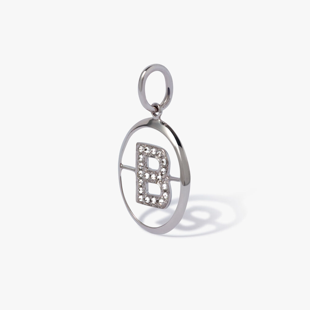 Initials 18ct White Gold Diamond B Pendant | Annoushka jewelley