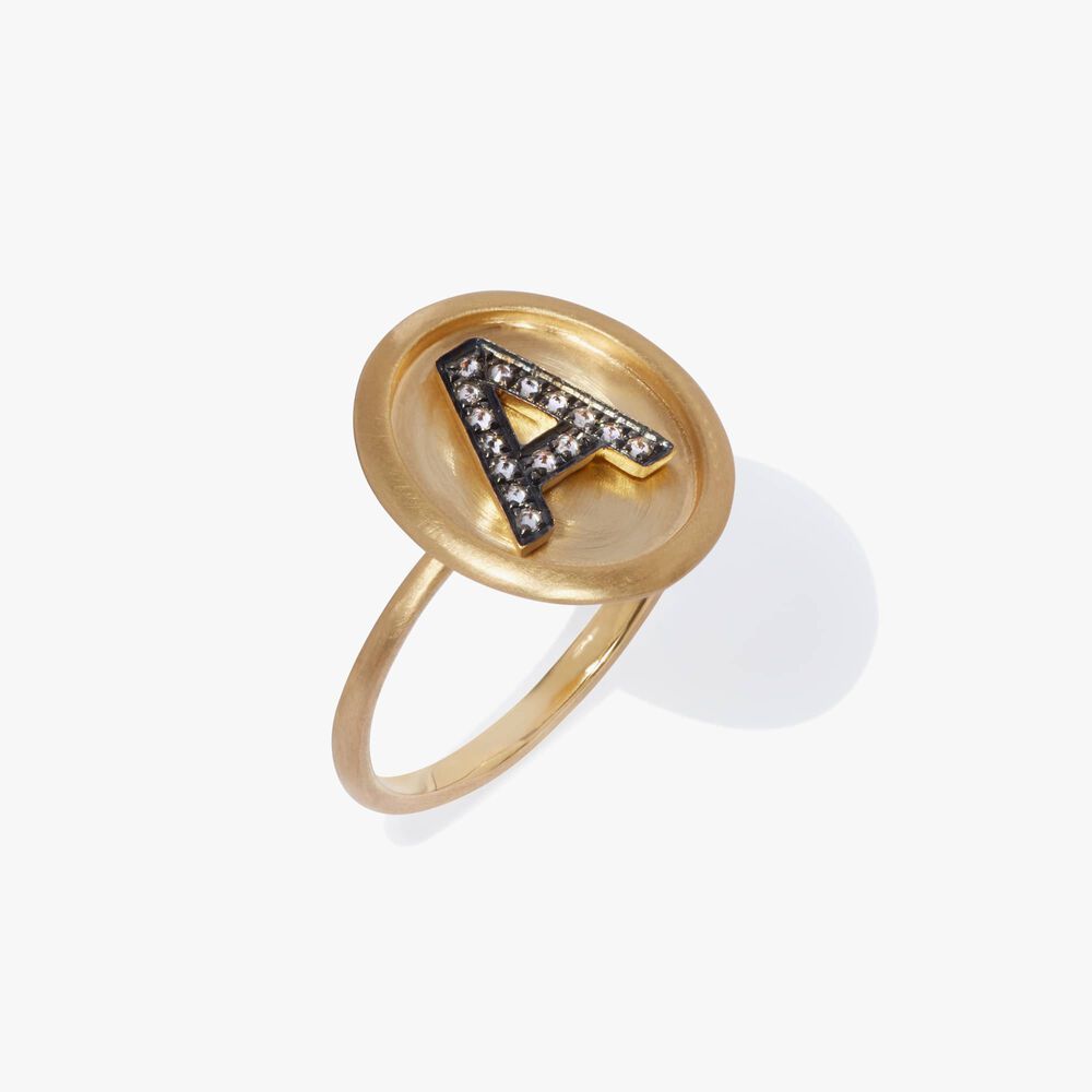 18ct Gold Diamond Initial A Ring | Annoushka jewelley
