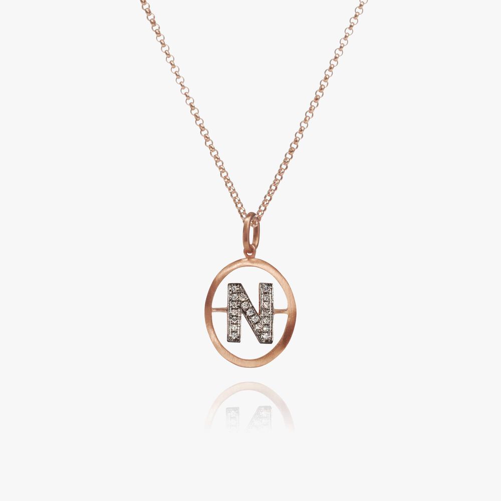 18ct Rose Gold Initial N Necklace | Annoushka jewelley