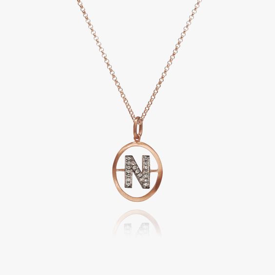 18ct Rose Gold Initial N Necklace