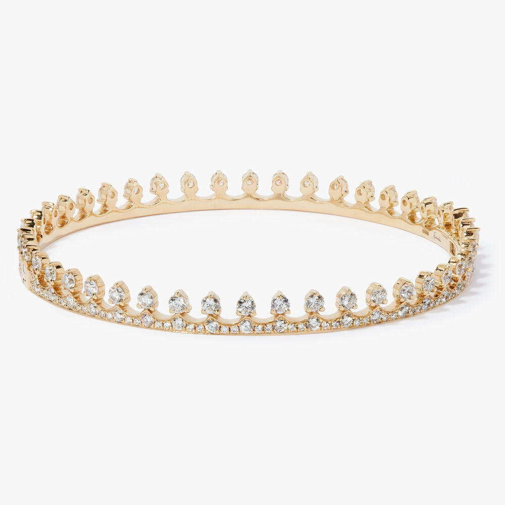 Crown 18ct Yellow Gold Diamond Bangle | Annoushka jewelley