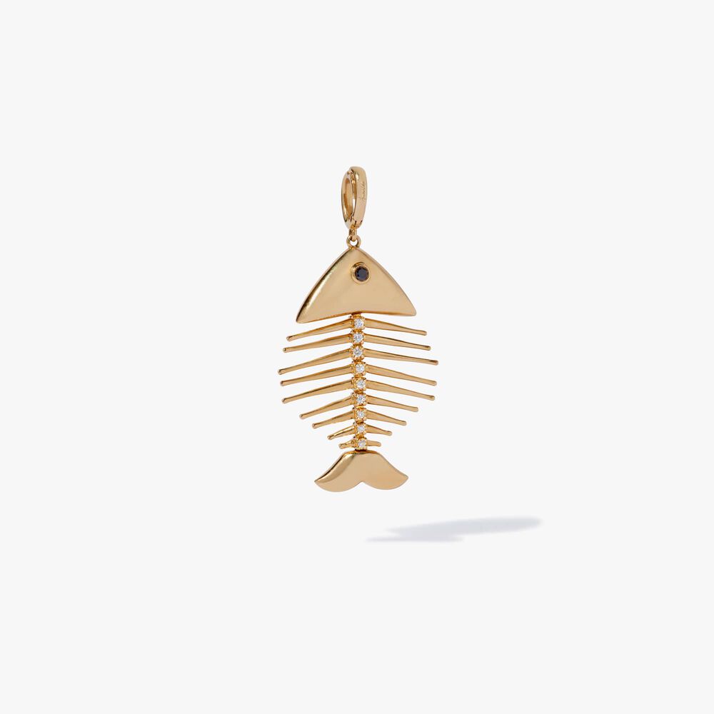 18ct Yellow Gold Fish Bones Charm Pendant | Annoushka jewelley