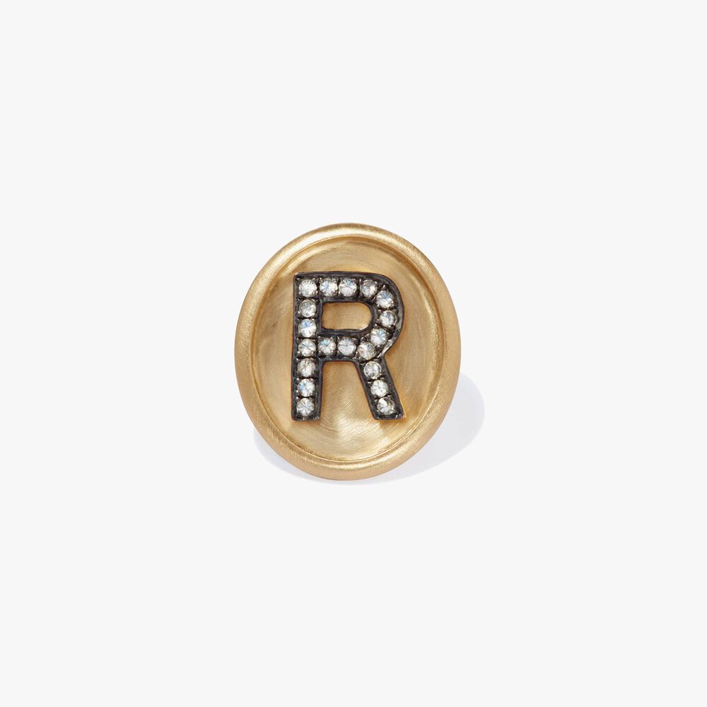 18ct Gold Diamond Initial R Face | Annoushka jewelley