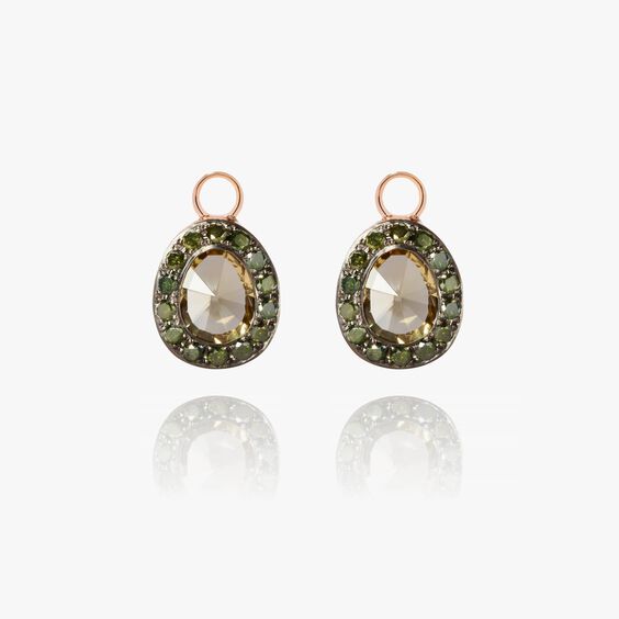 Dusty Diamonds 18ct Rose Gold Olive Quartz Earring Drops