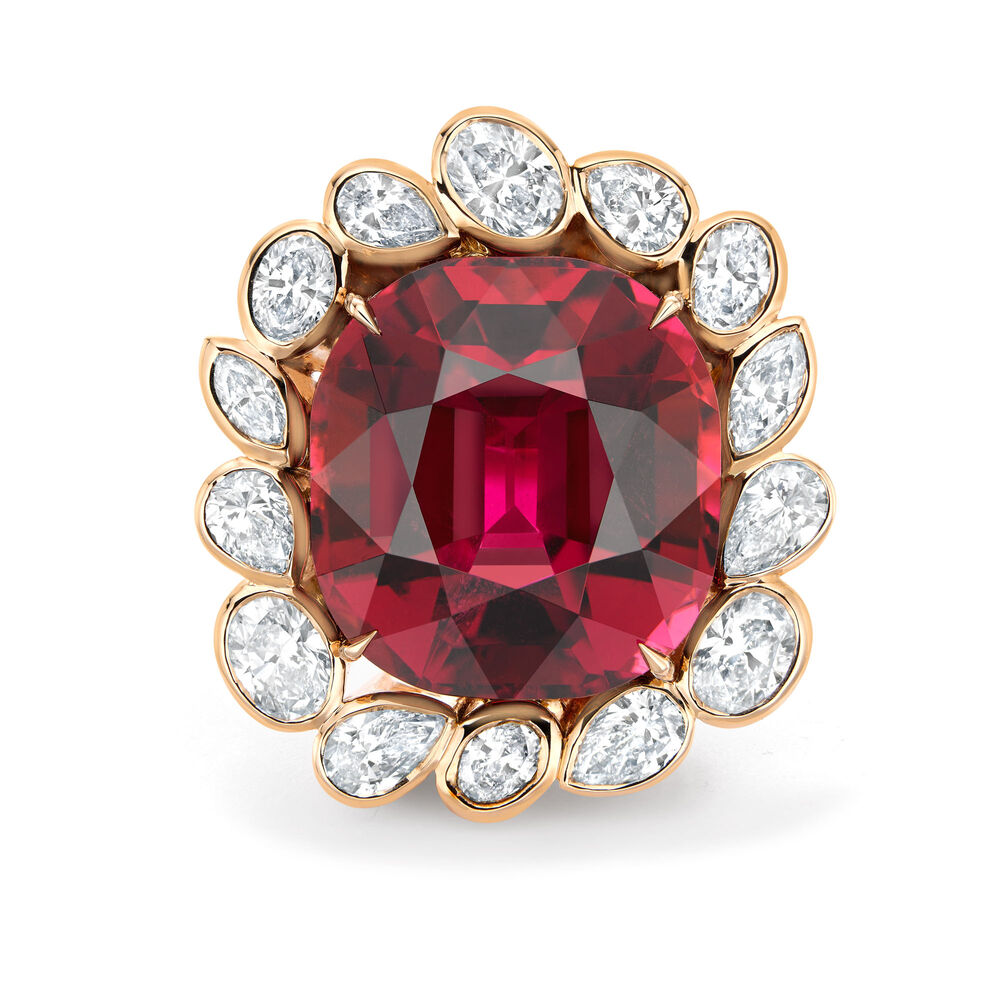 Atelier Spitaleri Mars 18ct Rose Gold Rubellite & Diamond Ring | Annoushka jewelley