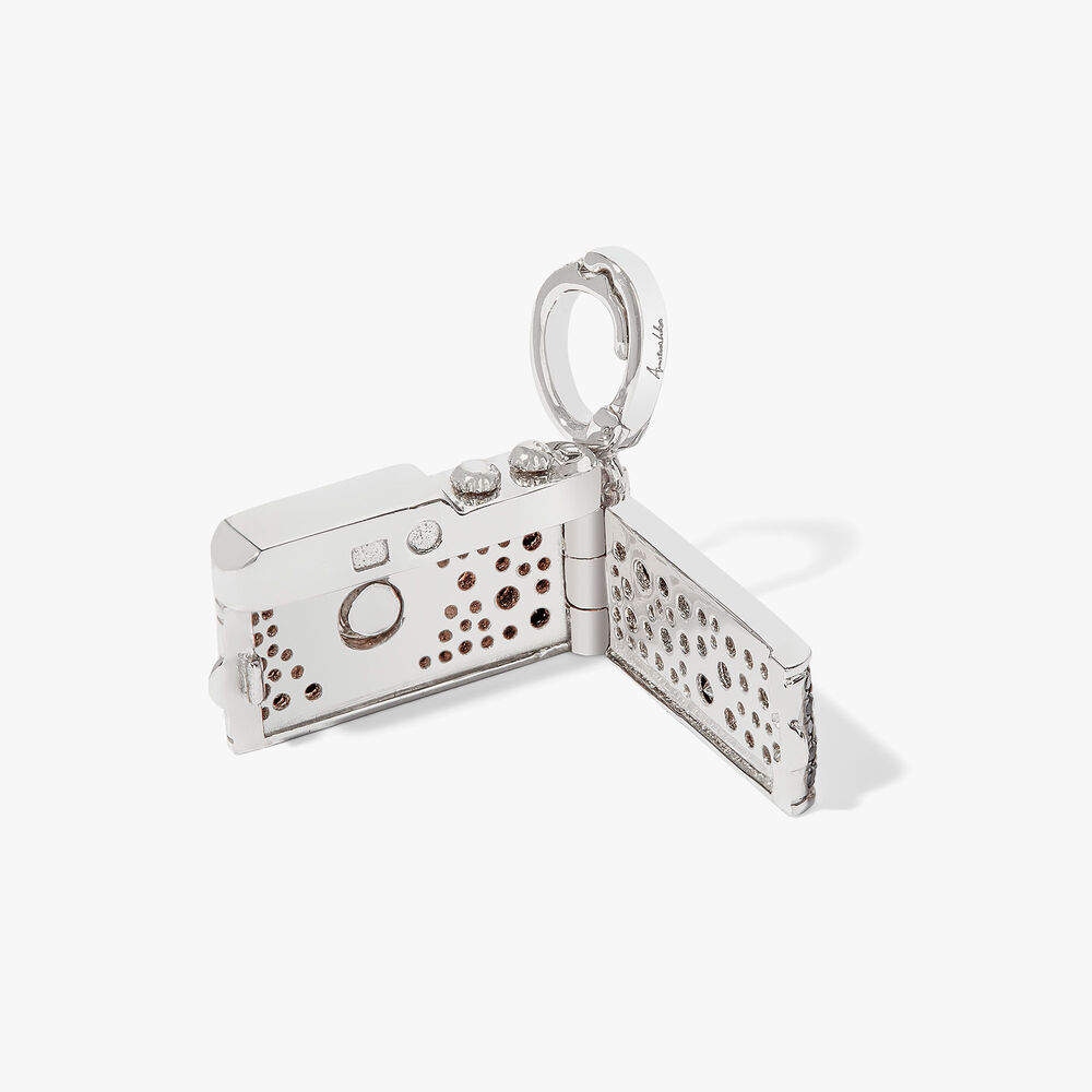 18ct White Gold Diamond Camera Locket Charm Pendant | Annoushka jewelley