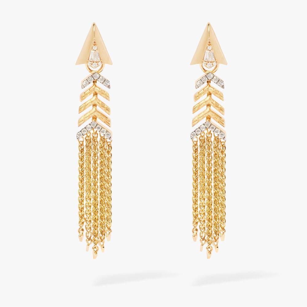 Flight 18ct Yellow Gold Shimmy Arrow Diamond Earrings | Annoushka jewelley