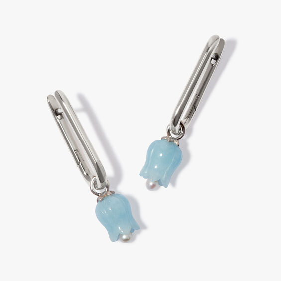 Tulips 14ct White Gold Aquamarine Knuckle Earrings