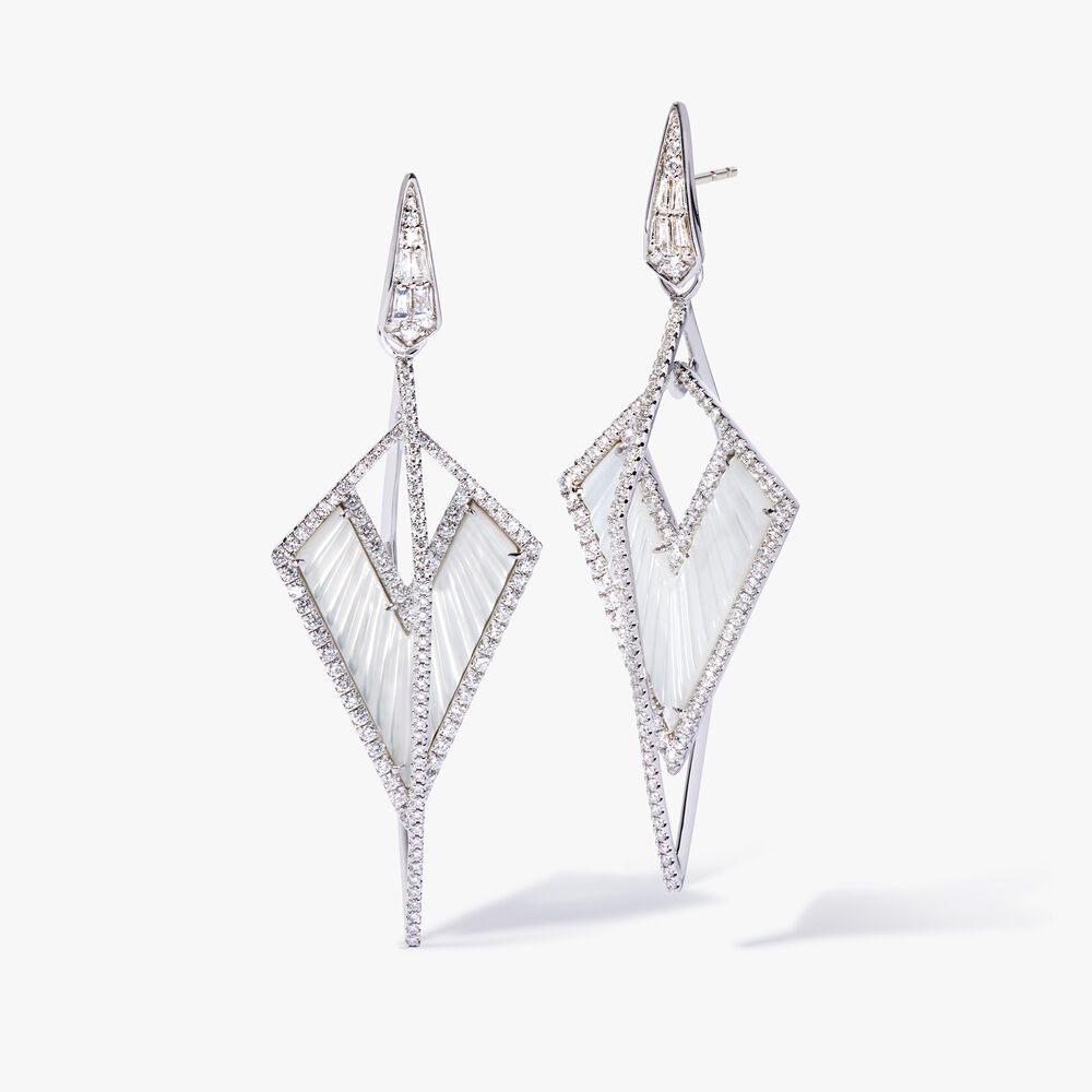 Annoushka Kite 18ct White Gold Mother Of Pearl & Diamond Earrings In Metallic