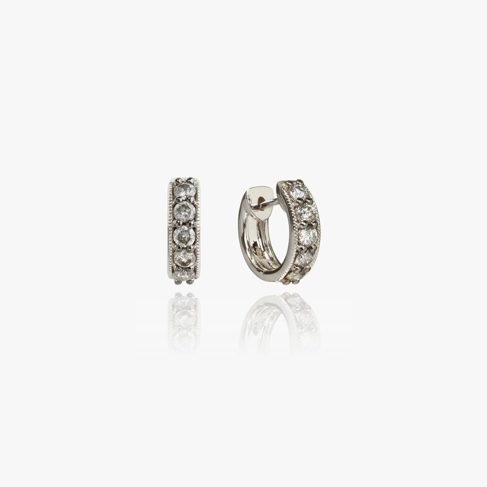 Dusty Diamonds 18ct White Gold Diamond Hoop Earrings | Annoushka jewelley