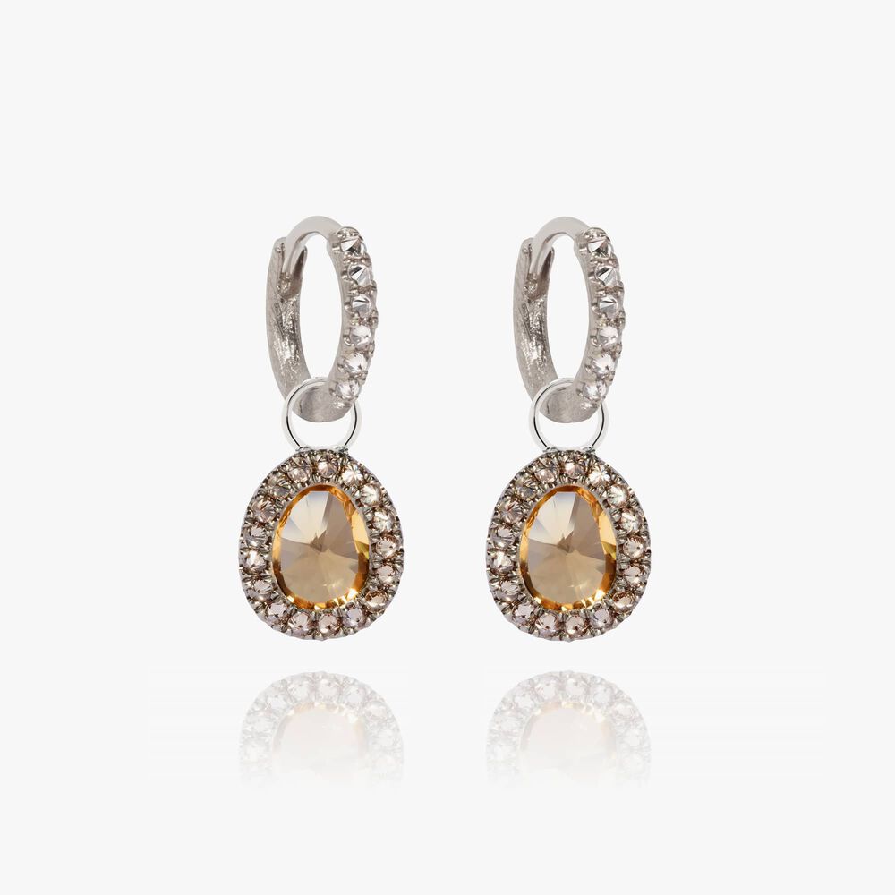 Dusty Diamonds 18ct White Gold Small Citrine Earrings | Annoushka jewelley