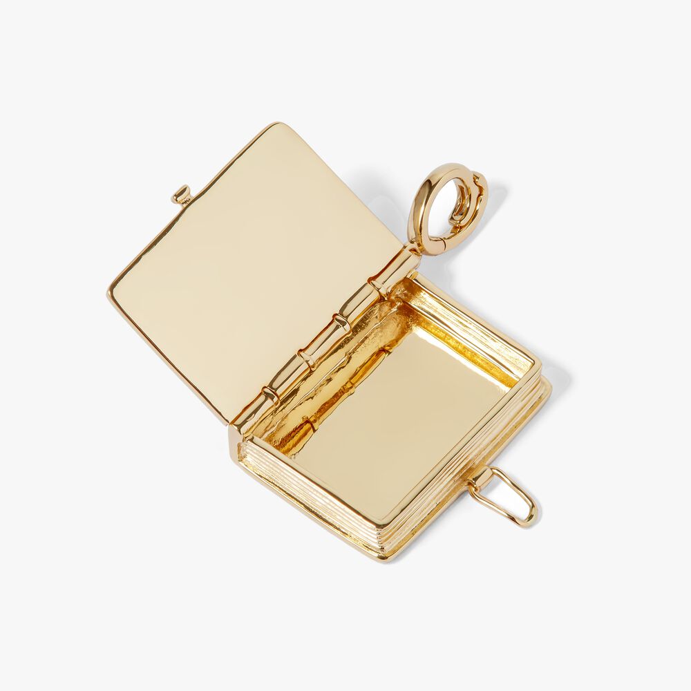 18ct Yellow Gold Diamond Book Locket Charm Pendant | Annoushka jewelley
