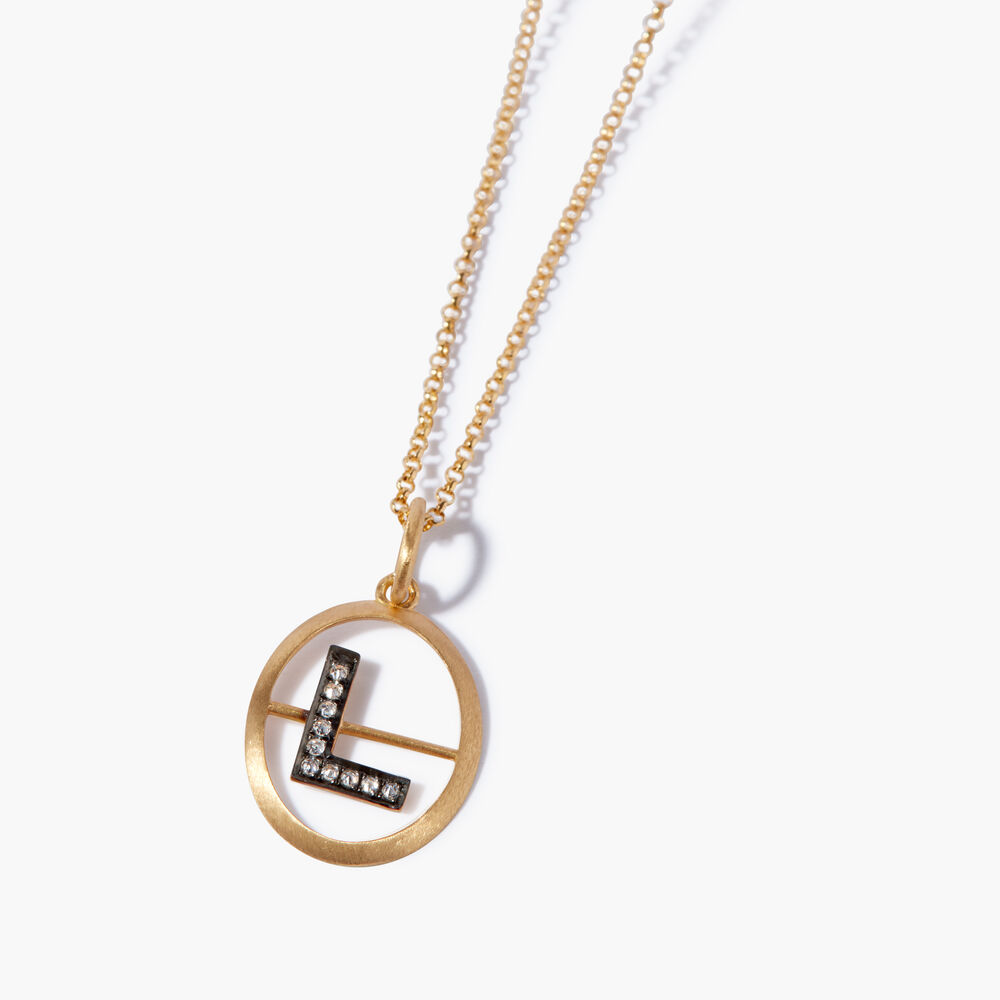 Initials 18ct Yellow Gold Diamond L Necklace | Annoushka jewelley