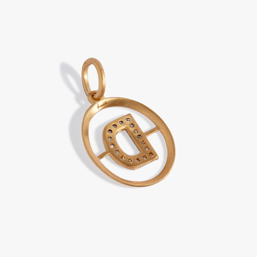 Initials 18ct Yellow Gold Diamond D Pendant | Annoushka jewelley