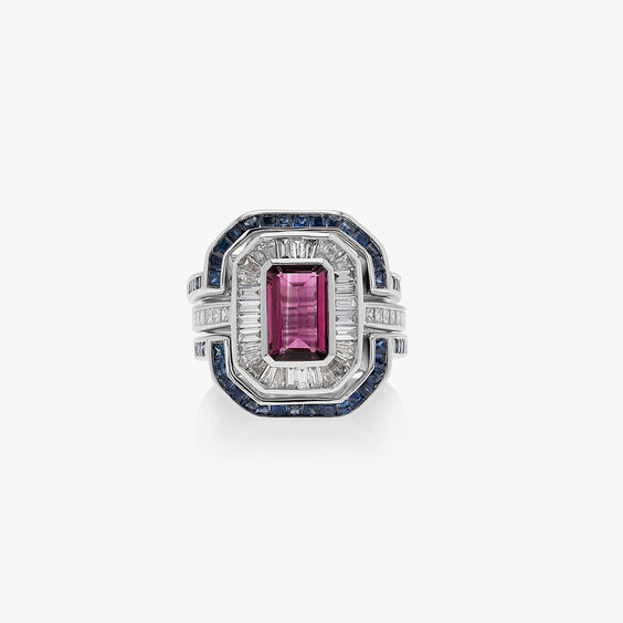 Unique 18ct White Gold Pink Tourmaline & Diamond Engagement Ring