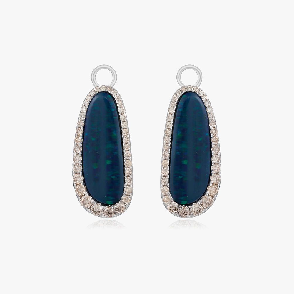 Unique 18ct White Gold Opal Earring Drops | Annoushka jewelley