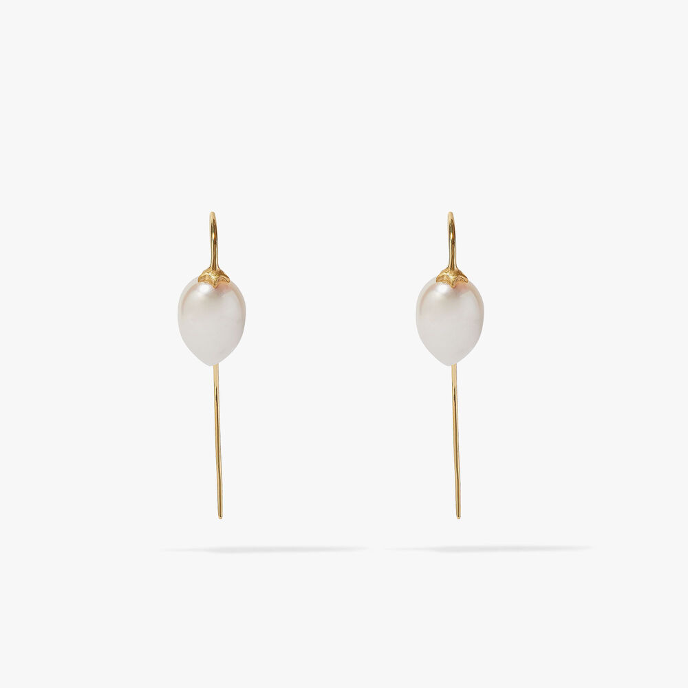 18ct Yellow Gold Pearl French Hook Earrings | Annoushka jewelley