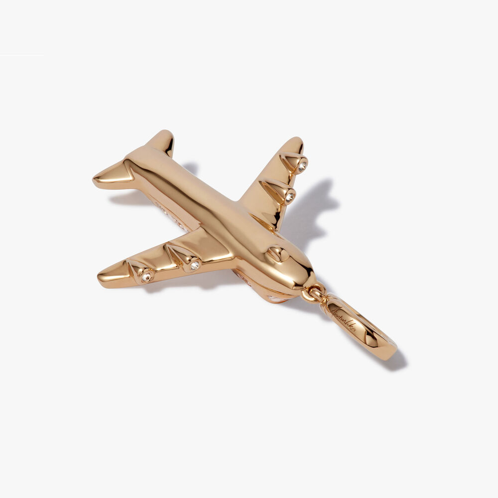 18ct Yellow Gold Diamond Aeroplane Locket Charm | Annoushka jewelley