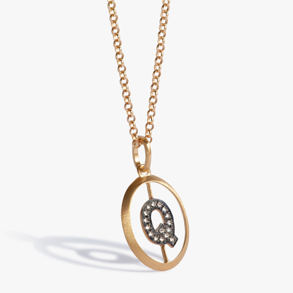 Initials 18ct Yellow Gold Diamond Q Necklace | Annoushka jewelley