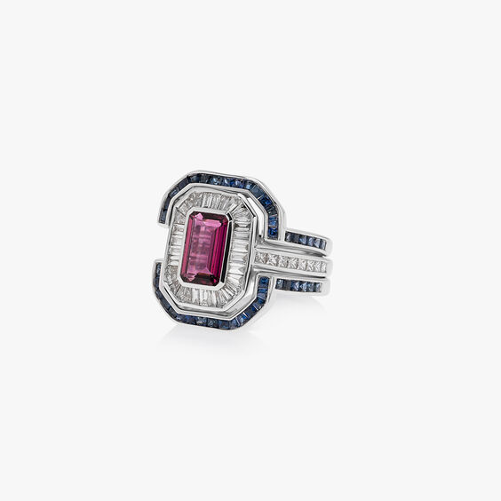 Unique 18ct White Gold Pink Tourmaline & Diamond Engagement Ring