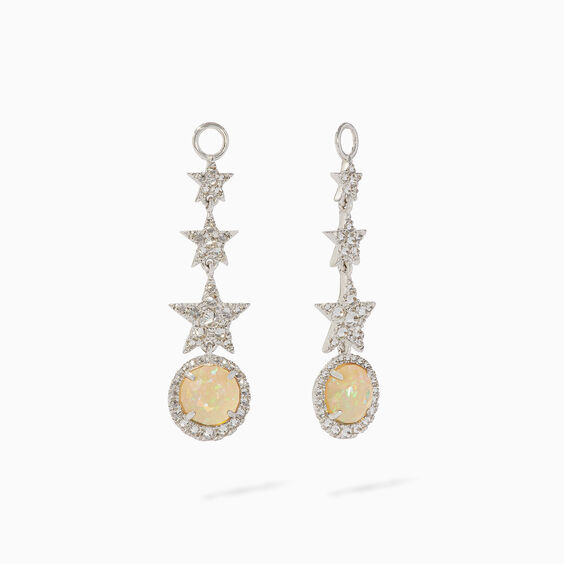 Unique 18ct White Gold Ethiopian Opal Earring Drops | Annoushka jewelley