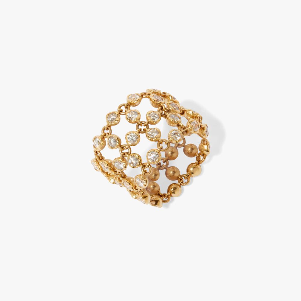 Lattice 18ct Gold Diamond Net Ring | Annoushka jewelley