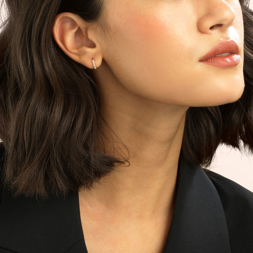 Dusty Diamonds 18ct Rose Gold 10mm Hoop Earring | Annoushka jewelley