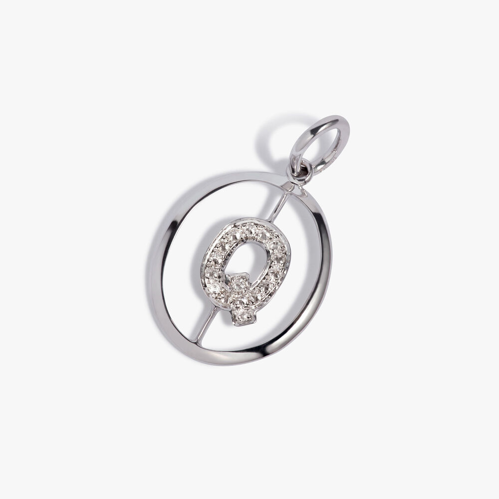 Initials 18ct White Gold Diamond Q Pendant | Annoushka jewelley