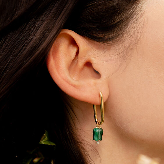 Tulips 14ct Yellow Gold Malachite Knuckle Earrings