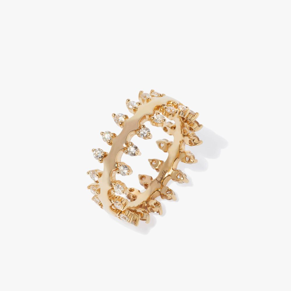 Crown 18ct Gold Double Diamond Ring | Annoushka jewelley