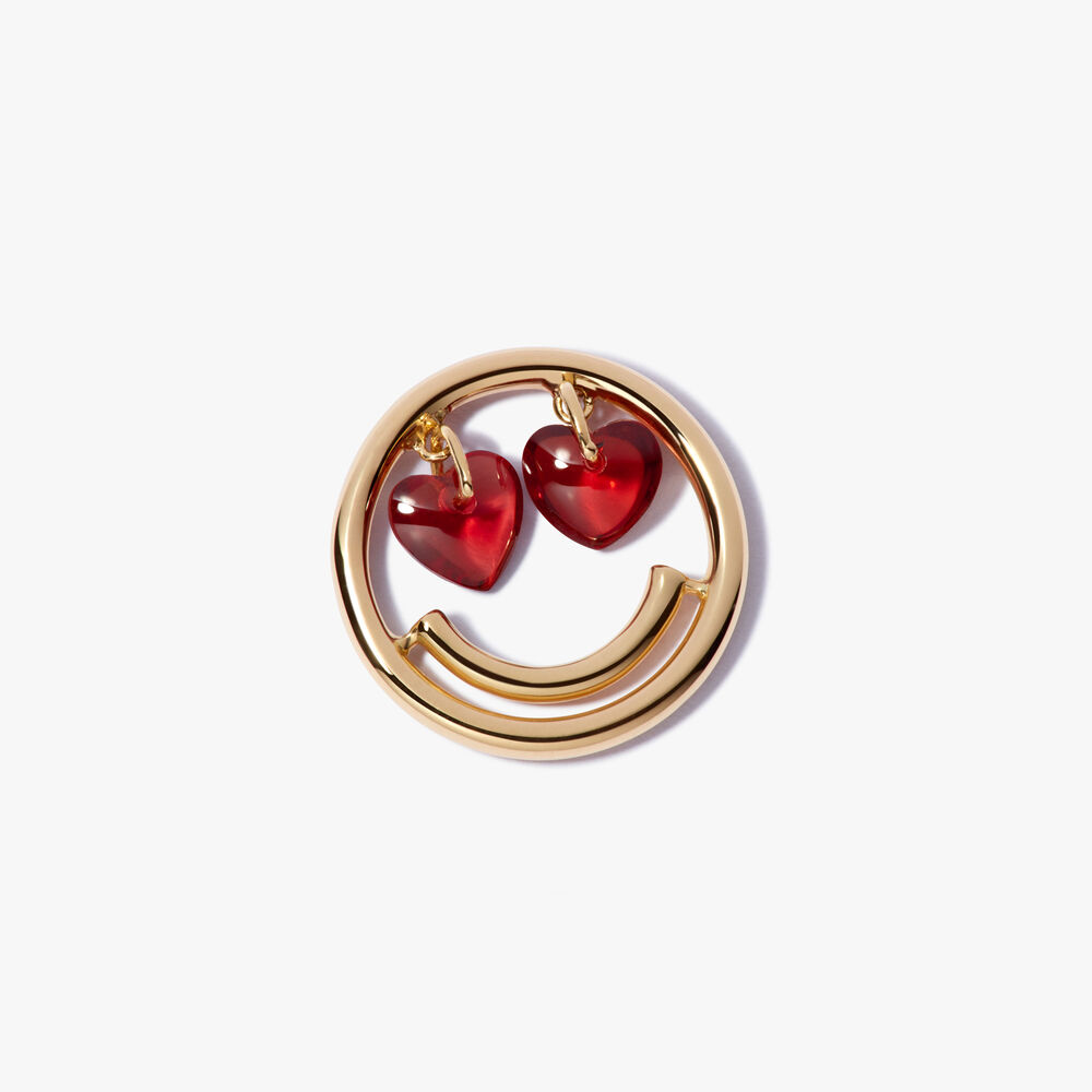 Hoopla 18ct Yellow Gold Garnet Heart Happy Charm Earrings | Annoushka jewelley