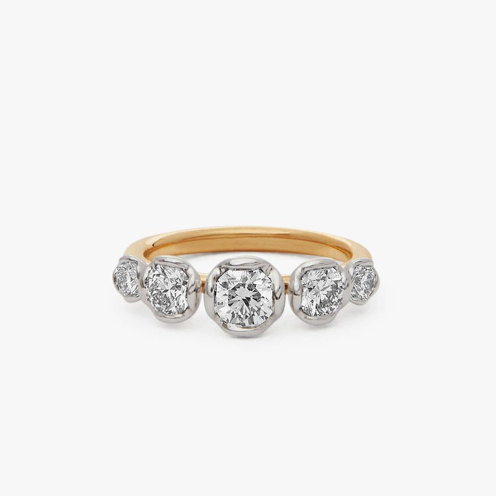 Marguerite 18ct Yellow Gold Five Diamond Engagement Ring | Annoushka jewelley