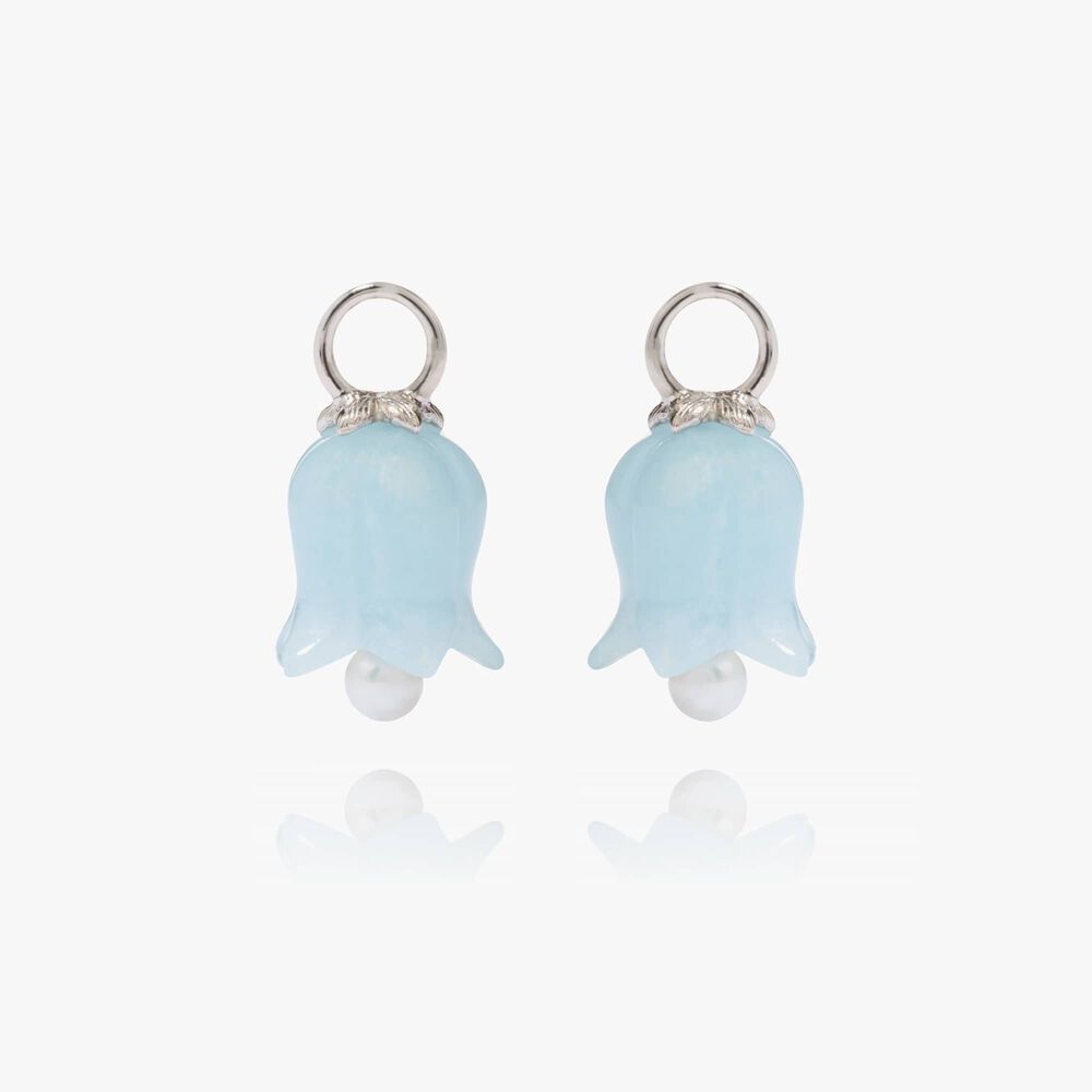 18ct White Gold Aquamarine Tulip Earring Drops | Annoushka jewelley