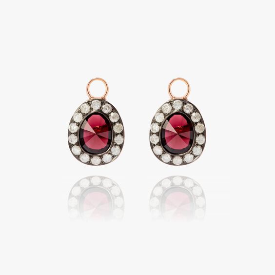 Dusty Diamonds 18ct Rose Gold Rhodolite Garnet Earring Drops | Annoushka jewelley