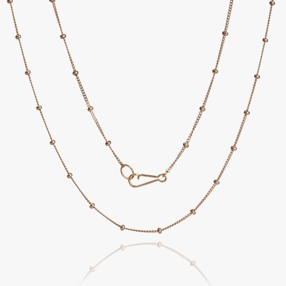 14ct Rose Gold Long Saturn Chain Necklace