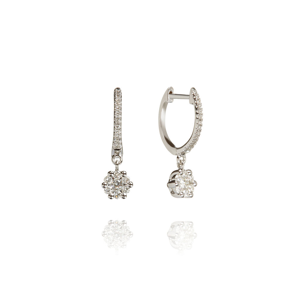 Daisy 18ct White Gold Diamond Hoop Earrings | Annoushka jewelley