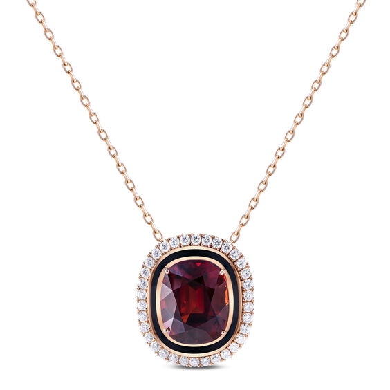 Atelier Spitaleri 18ct Rose Gold Spessartite Garnet & Diamond Necklace
