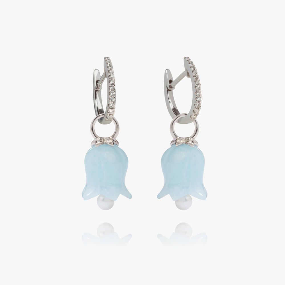 18ct White Gold Aquamarine Tulip Earrings | Annoushka jewelley