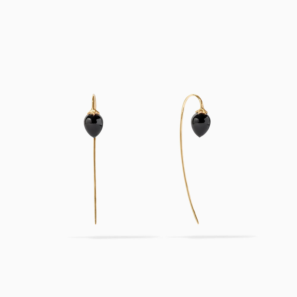 18ct Gold Onyx French Hook Earrings | Annoushka jewelley