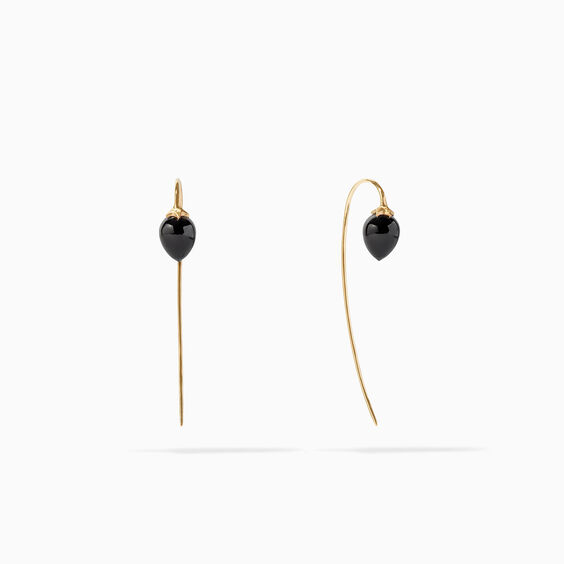 18ct Yellow Gold Black Onyx French Hook Earrings